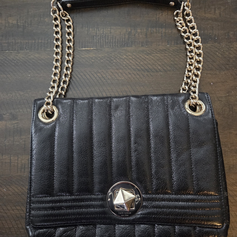 Black Leather Chain Shoulder Bag
